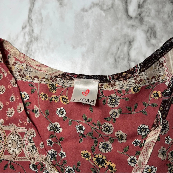 I. Joah V-Neck Tie Front Multimedia Boho  Top, Small - Picture 8 of 8
